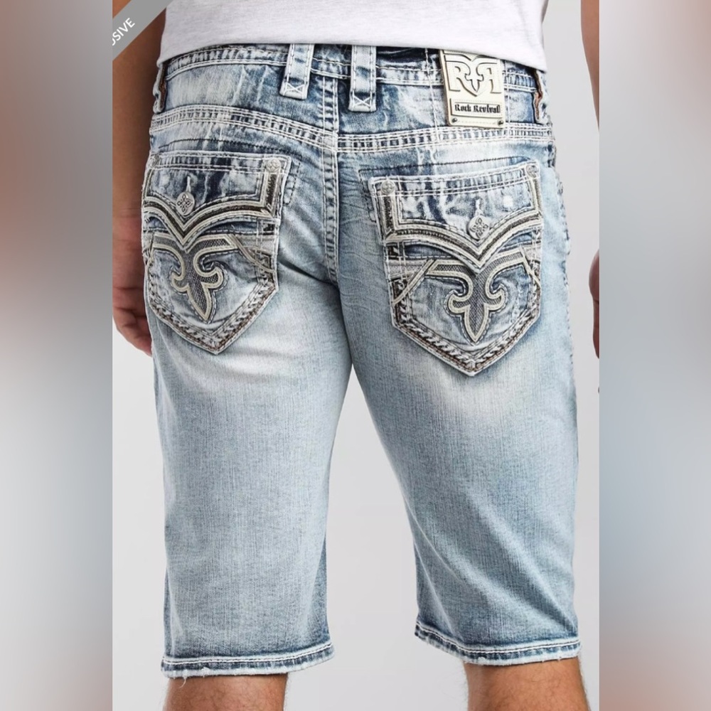 Rock Revival Men’s distressed Denim Harmon Short size 38